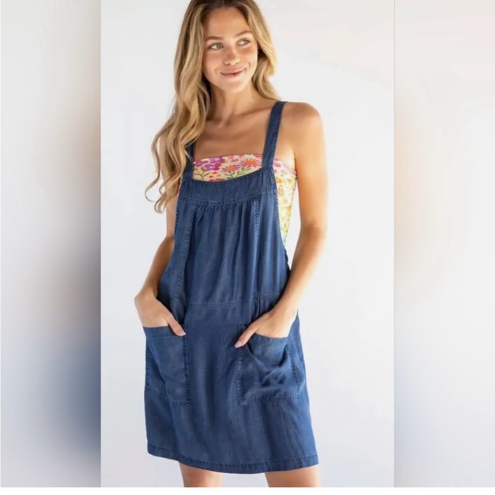 Natural life tie-back Blue Denim Overall Dress